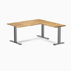Desky Zero Hardwood L-Shape Office Desk, Acacia desktop, Space Grey frame