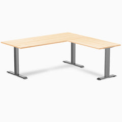 Desky Zero Hardwood L-Shape Office Desk, Maple desktop, Space Grey frame