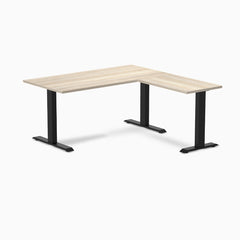 Desky Zero Laminate L-Shape Office Desk, Classic Oak desktop, Matte Black frame