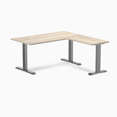 Desky Zero Laminate L-Shape Office Desk, Classic Oak desktop, Space Grey frame