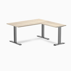 Desky Zero Laminate L-Shape Office Desk, Classic Oak desktop, Space Grey frame