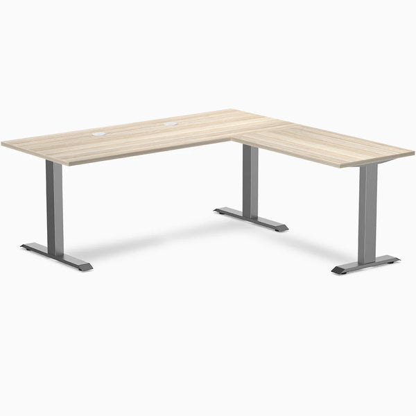 Desky Zero Laminate L-Shape Office Desk, Classic Oak desktop, Space Grey frame