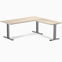 Desky Zero Laminate L-Shape Office Desk, Classic Oak desktop, Space Grey frame