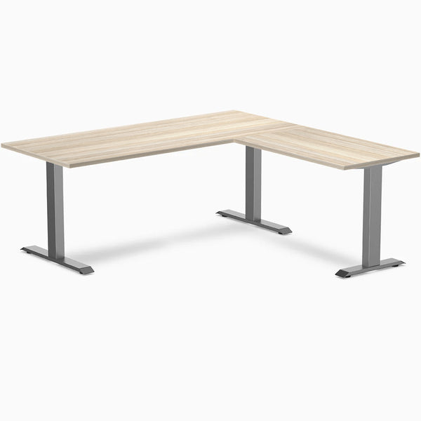 Desky Zero Laminate L-Shape Office Desk, Classic Oak desktop, Space Grey frame