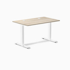 Desky Zero Laminate Office Desk, Classic Oak desktop, White frame