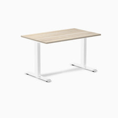 Desky Zero Laminate Office Desk, Classic Oak desktop, White frame