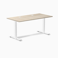 Desky Zero Laminate Office Desk, Classic Oak desktop, White frame