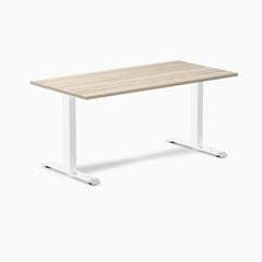 Desky Zero Laminate Office Desk, Classic Oak desktop, White frame