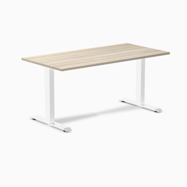 Desky Zero Laminate Office Desk, Classic Oak desktop, White frame