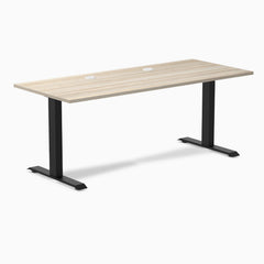Desky Zero Laminate Office Desk, Classic Oak desktop, Matte Black frame