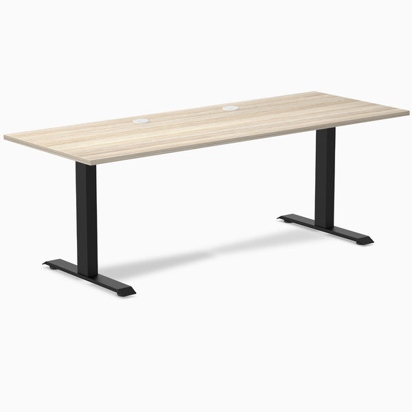 Desky Zero Laminate Office Desk, Classic Oak desktop, Matte Black frame