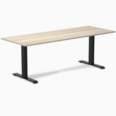 Desky Zero Laminate Office Desk, Classic Oak desktop, Matte Black frame