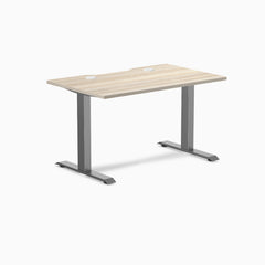 Desky Zero Scalloped Laminate Office Desk, Classic Oak desktop, Space Grey frame