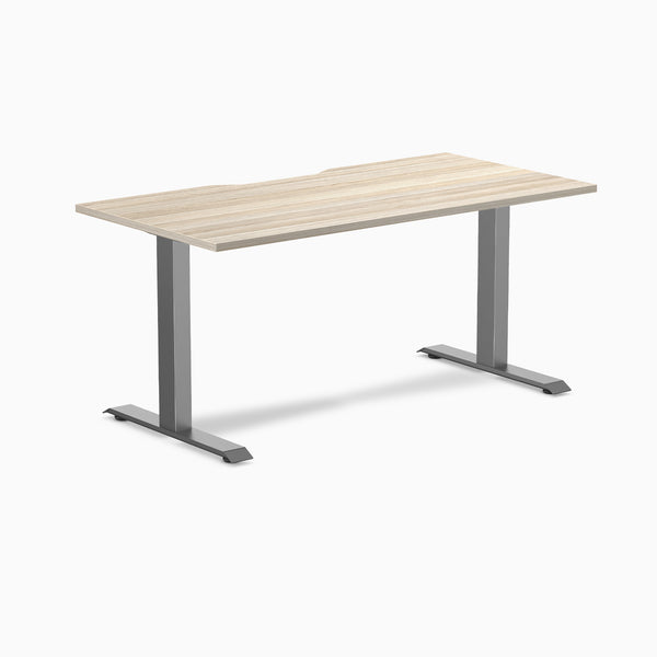Desky Zero Scalloped Laminate Office Desk, Classic Oak desktop, Space Grey frame