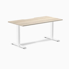 Desky Zero Scalloped Laminate Office Desk, Classic Oak desktop, White frame