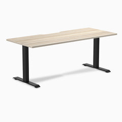 Desky Zero Scalloped Laminate Office Desk, Classic Oak desktop, Matte Black frame