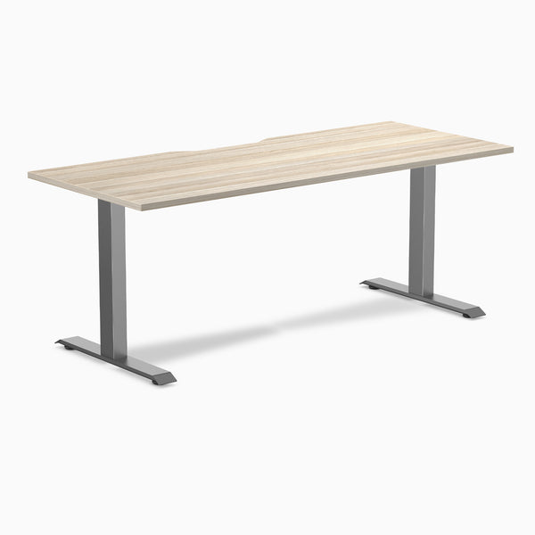 Desky Zero Scalloped Laminate Office Desk, Classic Oak desktop, Space Grey frame