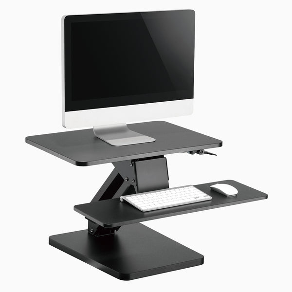 Fixed height desk converter with keyboard and monitor space