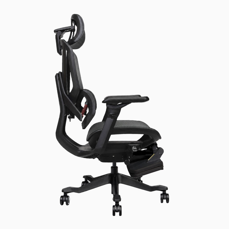 Contourra ergonomic office chair in balck with footrest