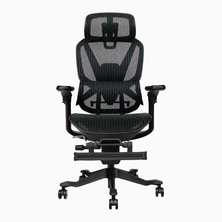 Contourra ergonomic office chair in black with footrest