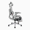 Contourra ergonomic office chair in light grey with tucked foot rest