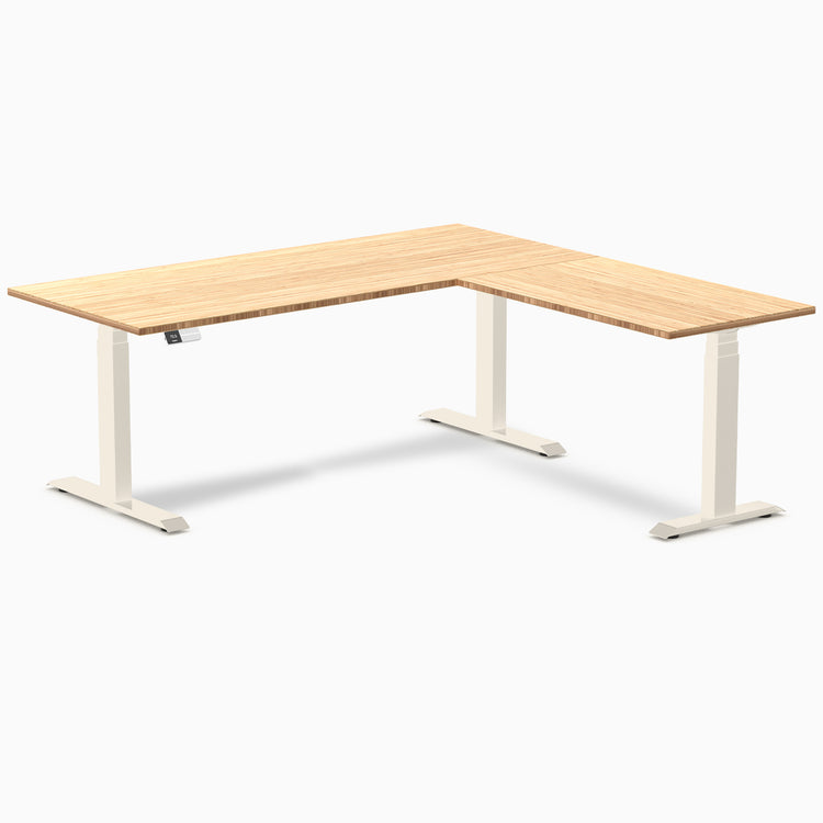 Desky Bamboo L-Shape Sit Stand Desk