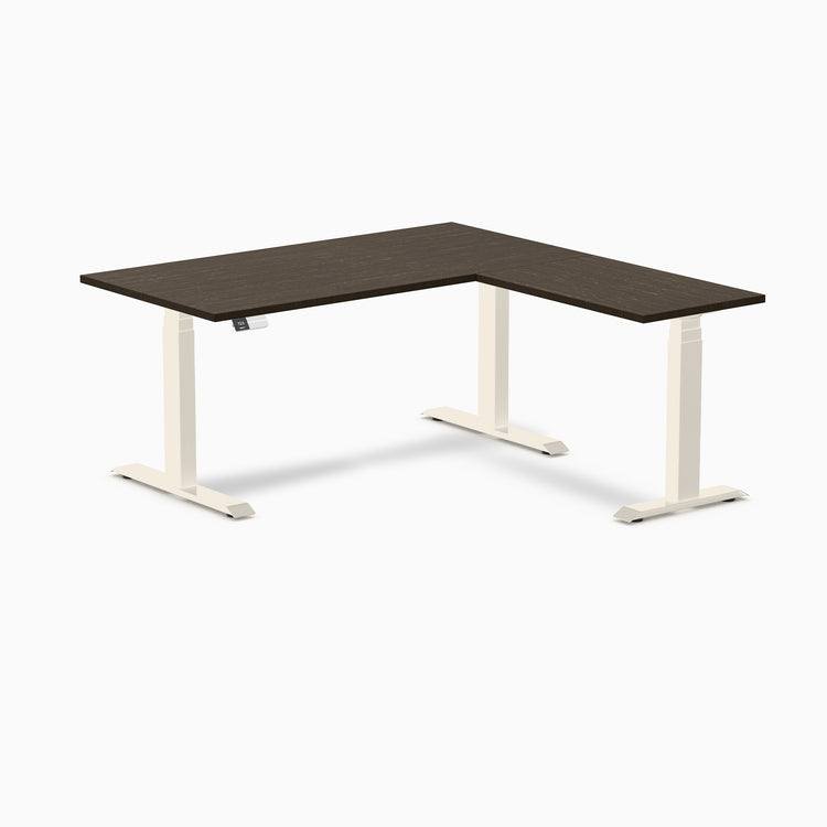 Desky Bamboo L-Shape Sit Stand Desk