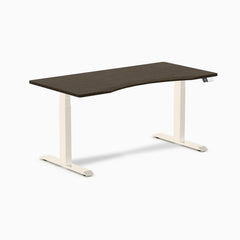 Desky Dual Ergo Edge Sit Stand Desk, Dark Bamboo desktop, Wheat frame