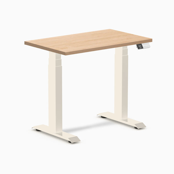 Desky Dual Mini Hardwood Sit Stand Desk, Maple desktop, Wheat frame