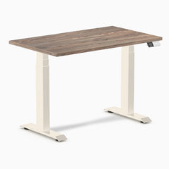 Desky Dual Mini Sit Stand Desk, Natural Walnut desktop, Wheat frame
