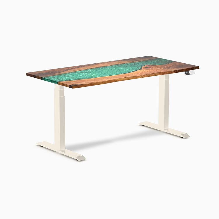Bureau assis-debout en bois dur double résine Desky
