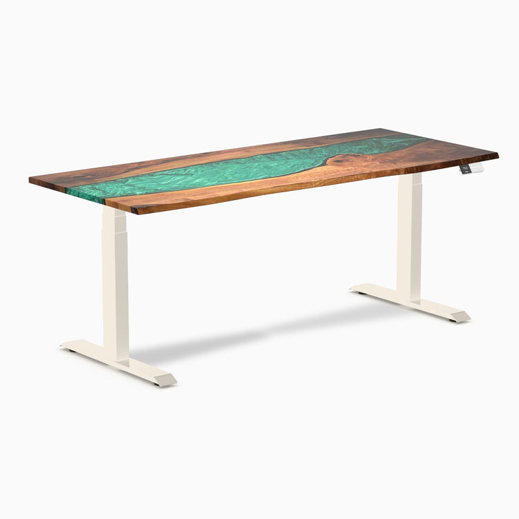 Bureau assis-debout en bois dur double résine Desky