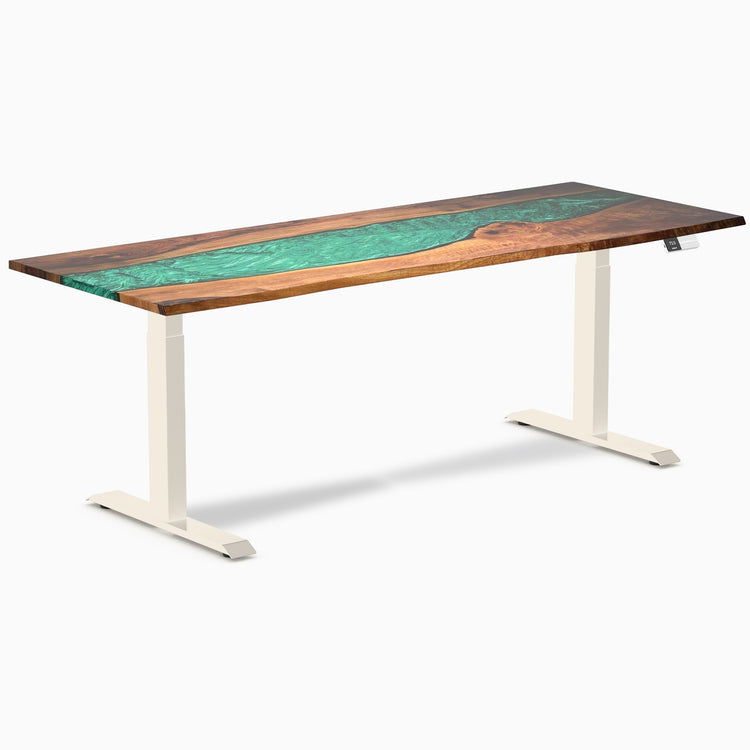 Bureau assis-debout en bois dur double résine Desky