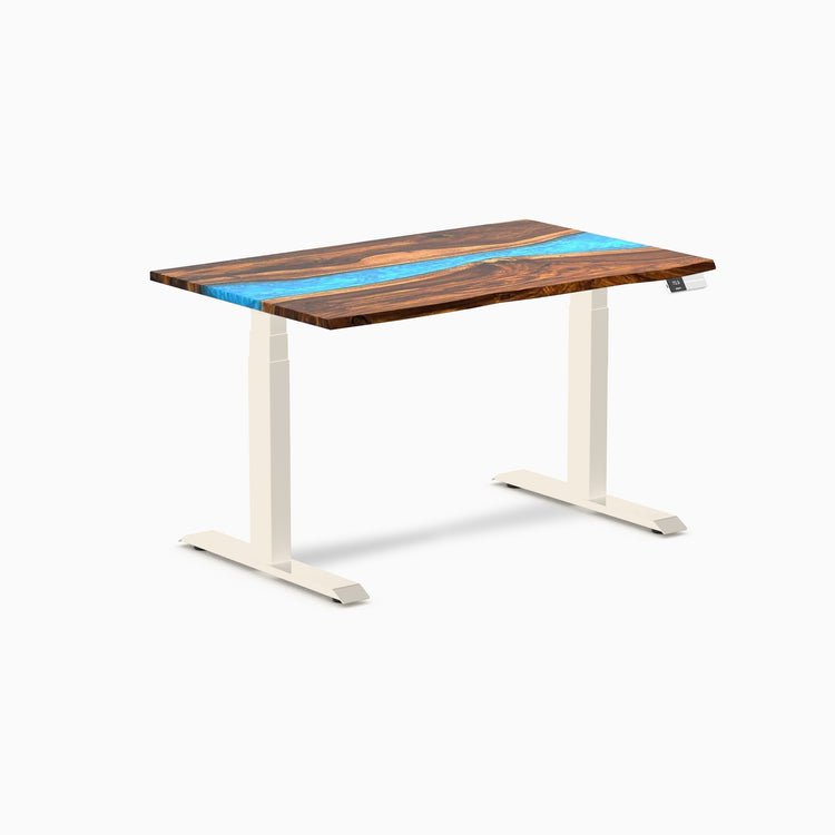 Bureau assis-debout en bois dur double résine Desky