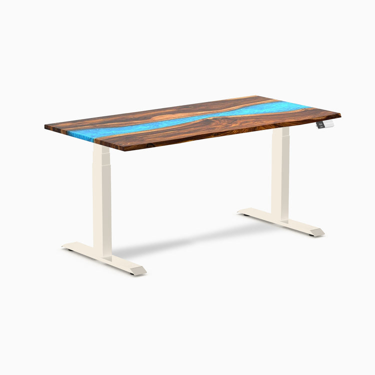 Bureau assis-debout en bois dur double résine Desky