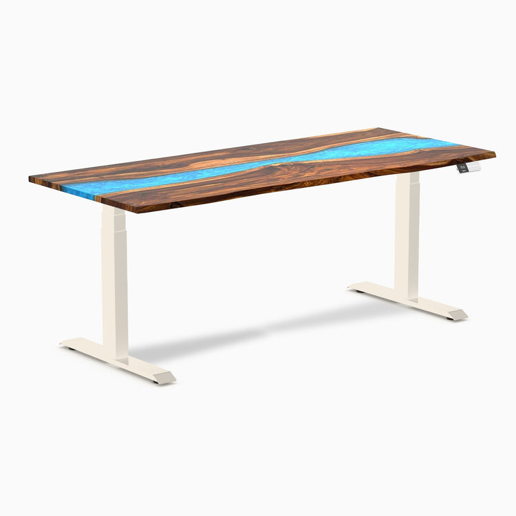 Bureau assis-debout en bois dur double résine Desky