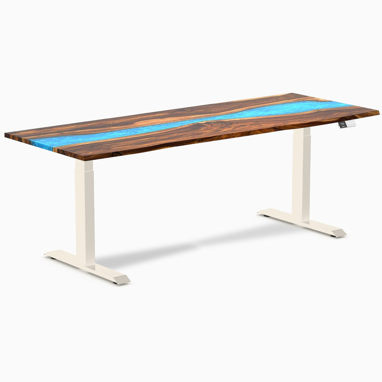 Bureau assis-debout en bois dur double résine Desky