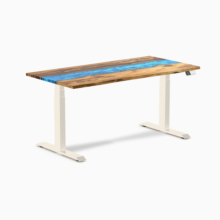 Bureau assis-debout en bois dur double résine Desky