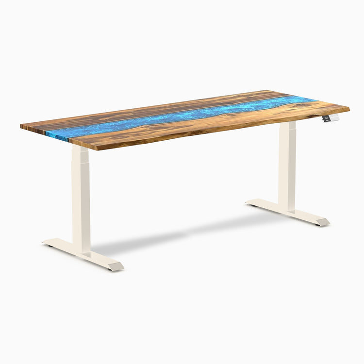 Bureau assis-debout en bois dur double résine Desky