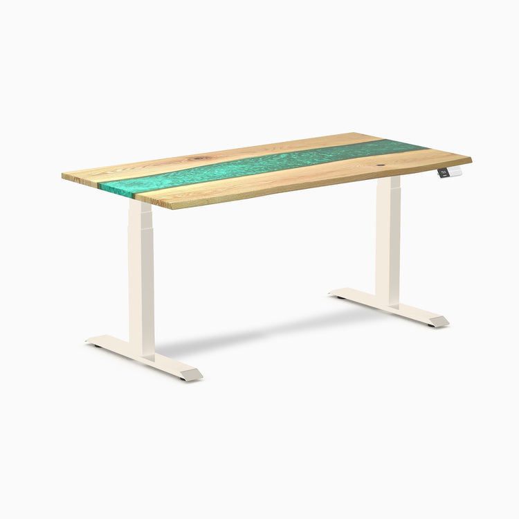 Bureau assis-debout en bois dur double résine Desky