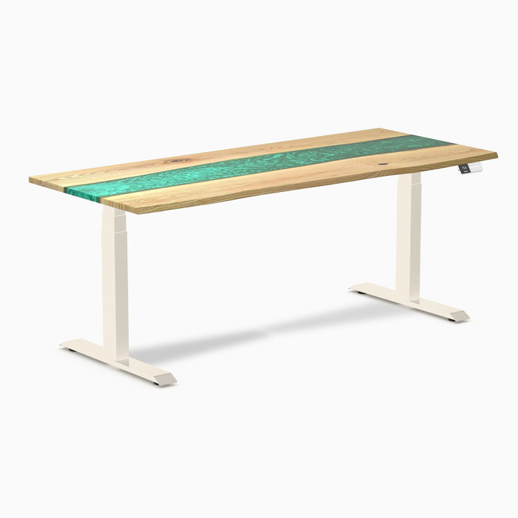 Bureau assis-debout en bois dur double résine Desky