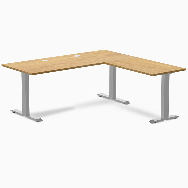 Bureau de bureau en forme de L en bois d'hévéa Desky Zero