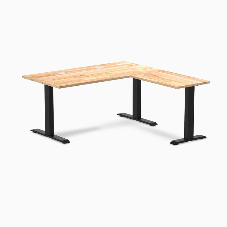 Bureau de bureau en forme de L en bois d'hévéa Desky Zero
