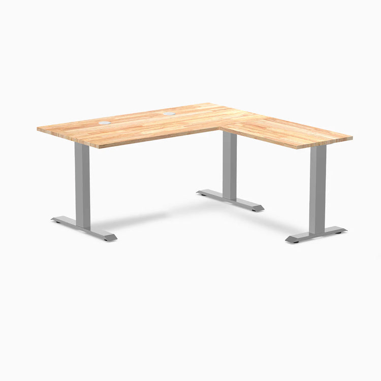 Bureau de bureau en forme de L en bois d'hévéa Desky Zero