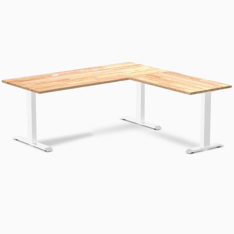 Bureau de bureau en forme de L en bois d'hévéa Desky Zero