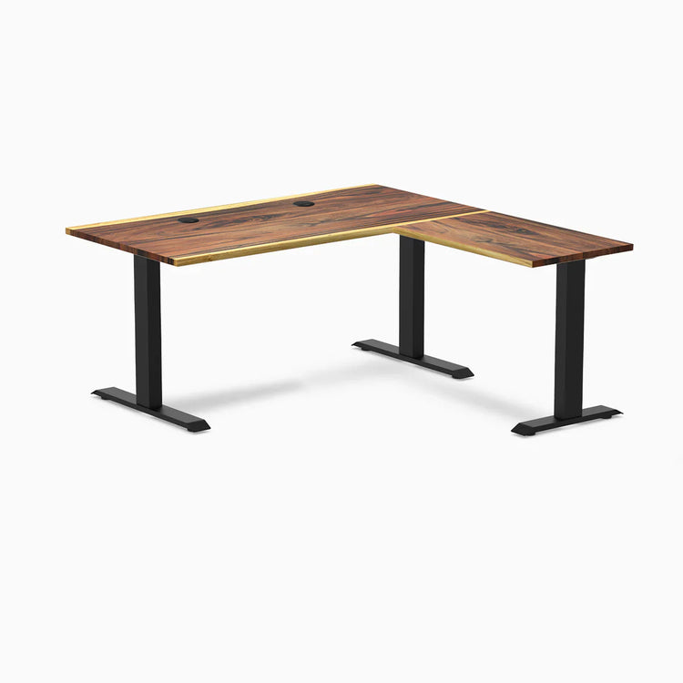 Bureau de bureau en forme de L en bois dur Desky Zero