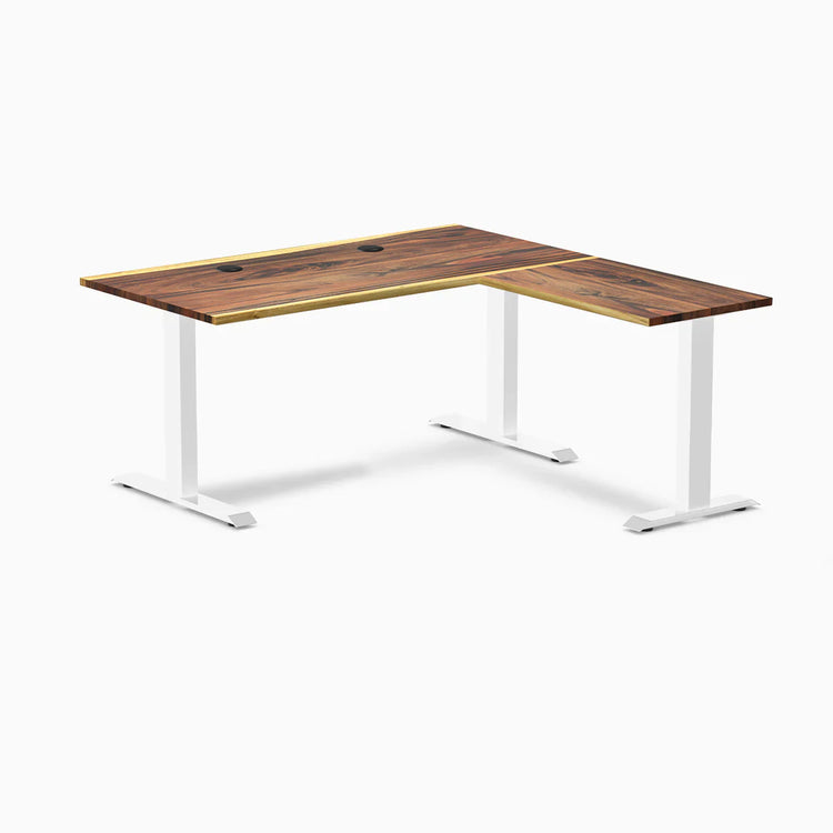 Bureau de bureau en forme de L en bois dur Desky Zero