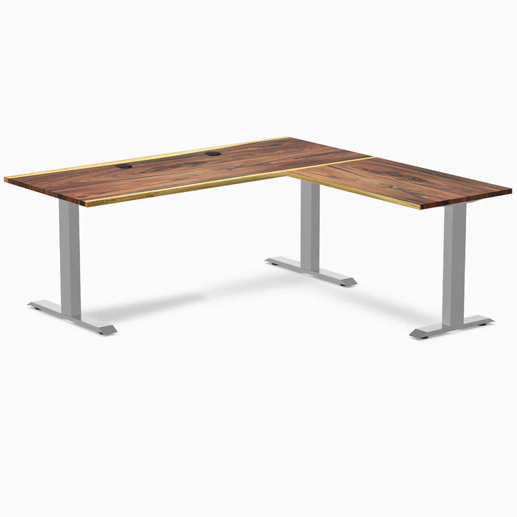 Bureau de bureau en forme de L en bois dur Desky Zero