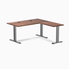 Desky Zero Hardwood L-Shape Office Desk, Walnut desktop, Space Grey frame