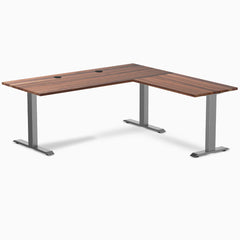 Desky Zero Hardwood L-Shape Office Desk, Walnut desktop, Space Grey frame